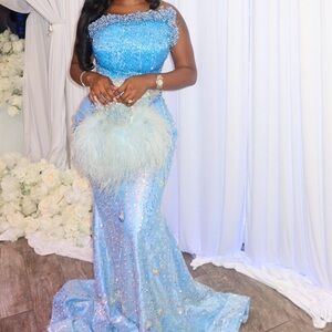 Elegant Blue Aso Ebi dress